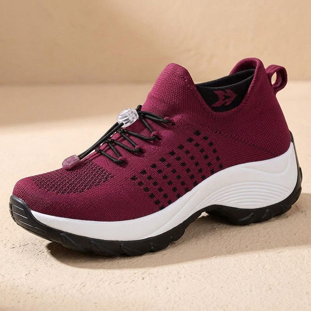 Damen Orthopädische Schnürschuhe Gestrickter Plateau-Sneaker