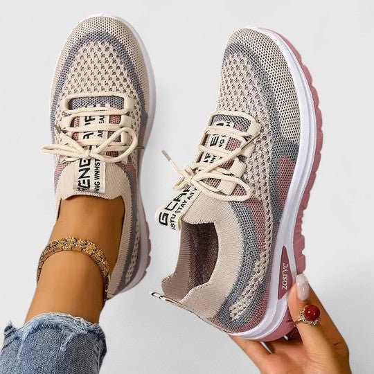 Damen Orthopädische Schnürsenkel-Laufschuhe Atmungsaktive Mesh-Sneaker - Khaki