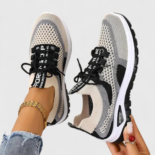 Damen Orthopädische Schnürsenkel-Laufschuhe Atmungsaktive Mesh-Sneaker - Black