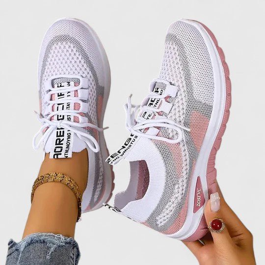Damen Orthopädische Schnürsenkel-Laufschuhe Atmungsaktive Mesh-Sneaker - Pink