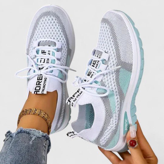 Damen Orthopädische Schnürsenkel-Laufschuhe Atmungsaktive Mesh-Sneaker - Turquoise
