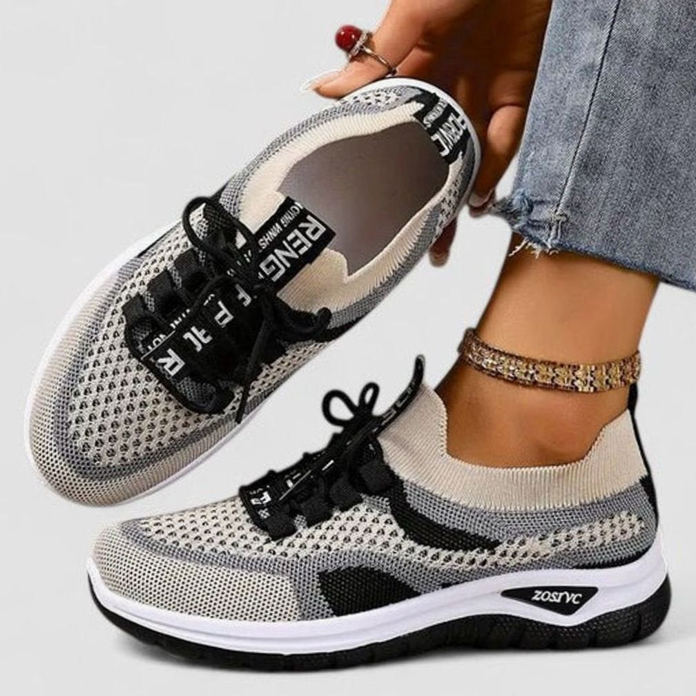 Damen Orthopädische Schnürsenkel-Sneaker Leichte Mesh-Laufschuhe