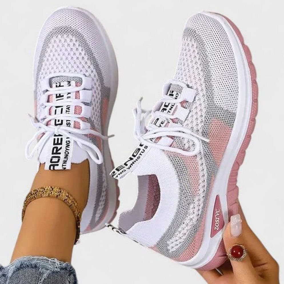 Damen Orthopädische Schnürsenkel-Sneaker Leichte Mesh-Laufschuhe - Rosa
