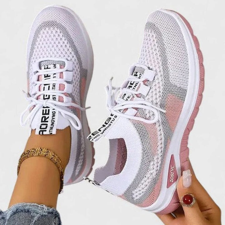 Damen Orthopädische Schnürsenkel-Sneaker Leichte Mesh-Laufschuhe - Rosa