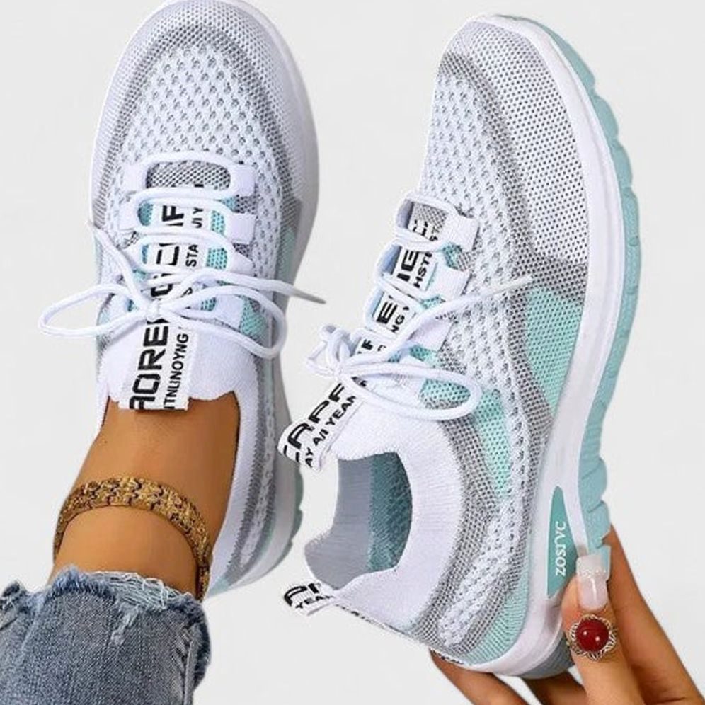 Damen Orthopädische Schnürsenkel-Sneaker Leichte Mesh-Laufschuhe - Türkis