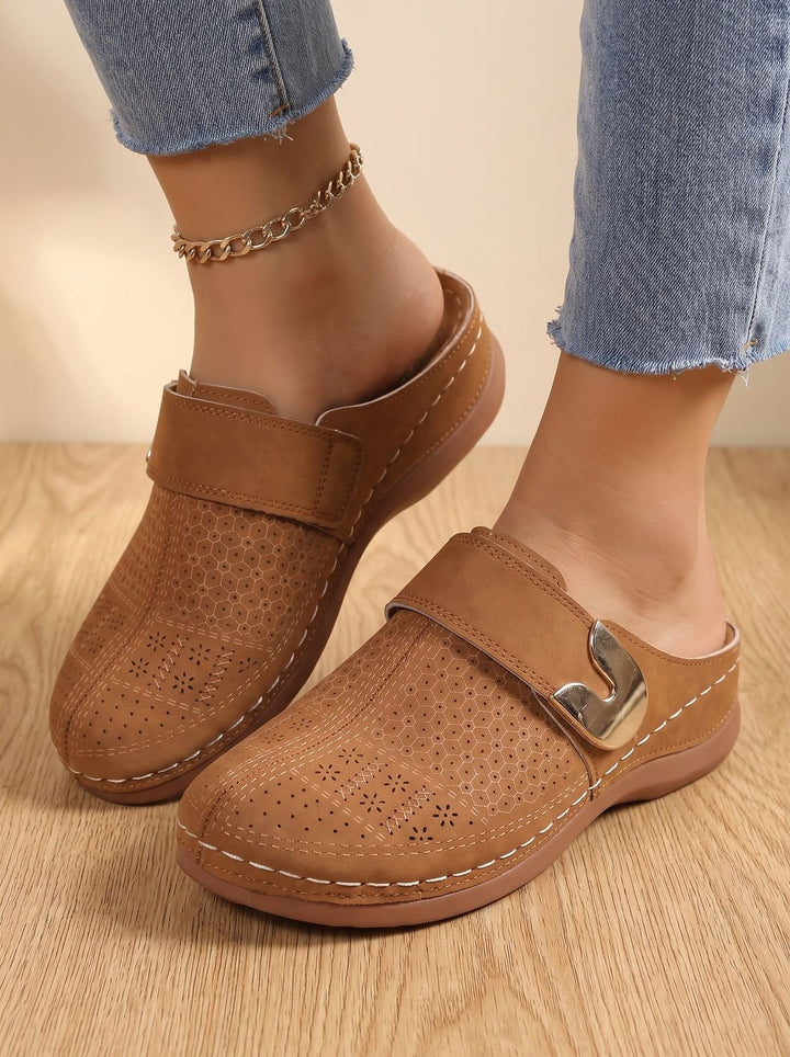 Damen Orthopädische Slip-On Clogs mit Klettverschluss - Dunkelbraun