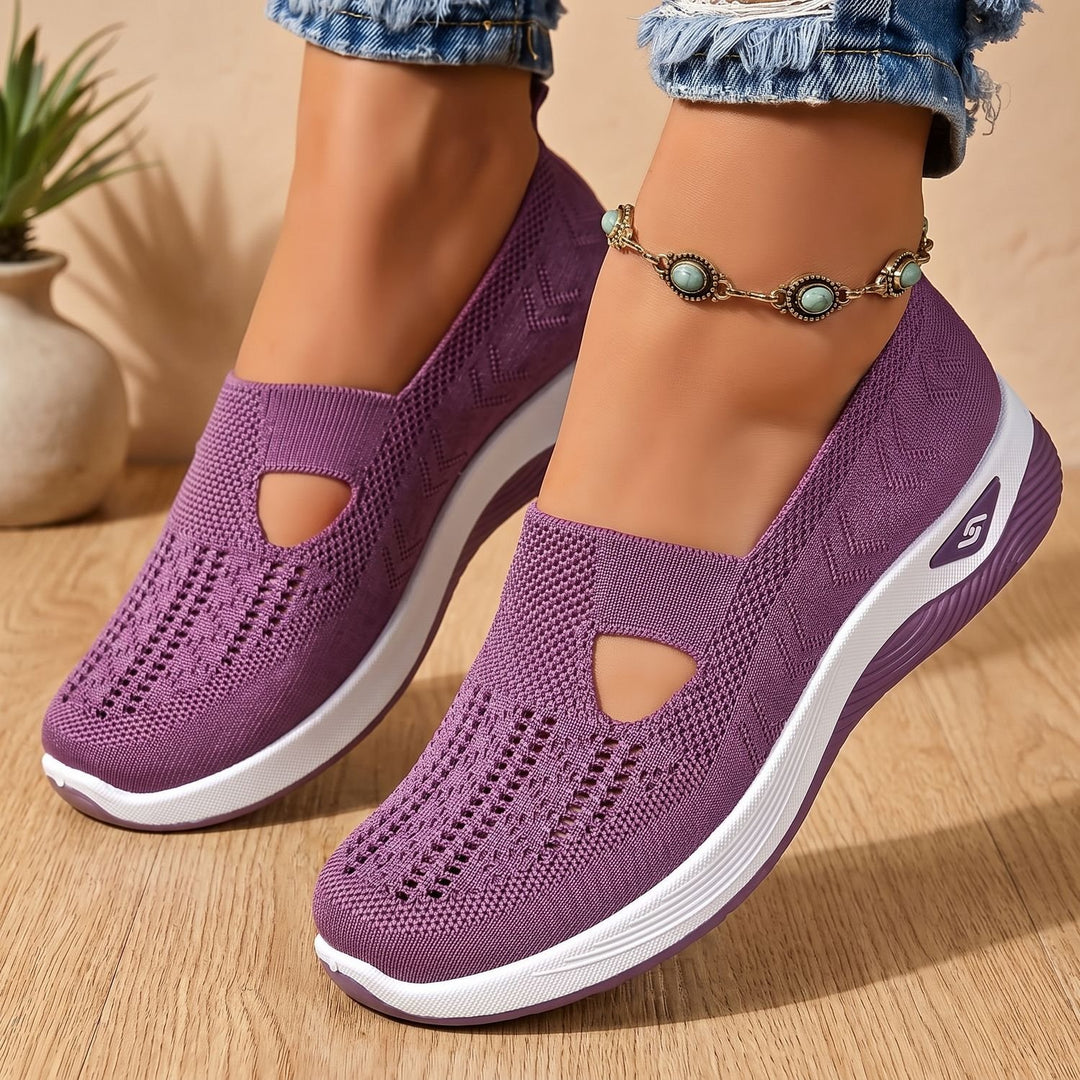 Damen Orthopädische Slip-on Sneaker mit Rutschfester Mesh-Sohle - Lila