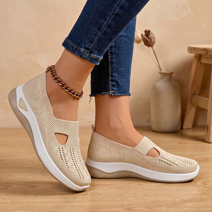 Damen Orthopädische Slip-on Sneaker mit Rutschfester Mesh-Sohle - Creme