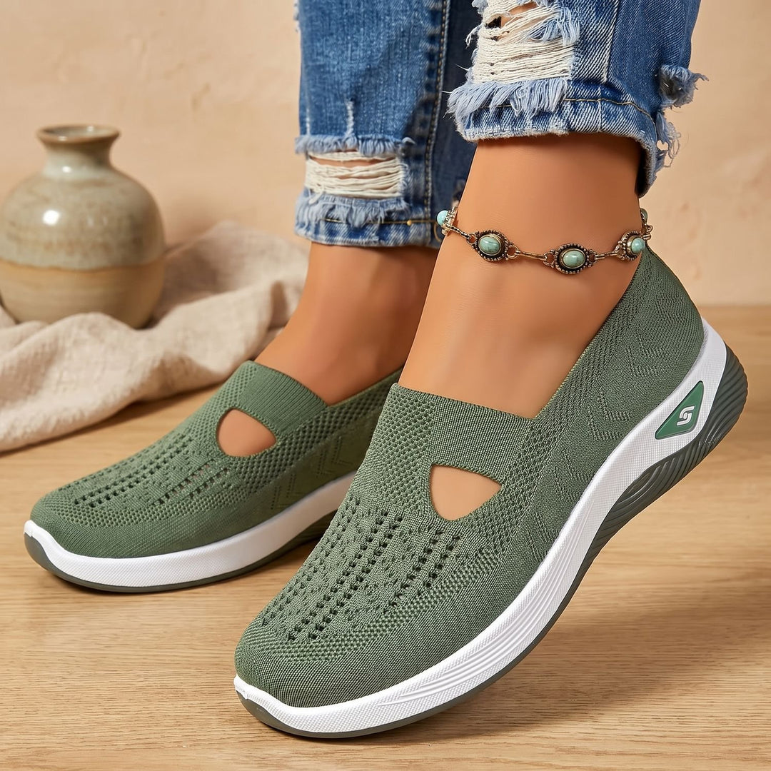 Damen Orthopädische Slip-on Sneaker mit Rutschfester Mesh-Sohle - Grün