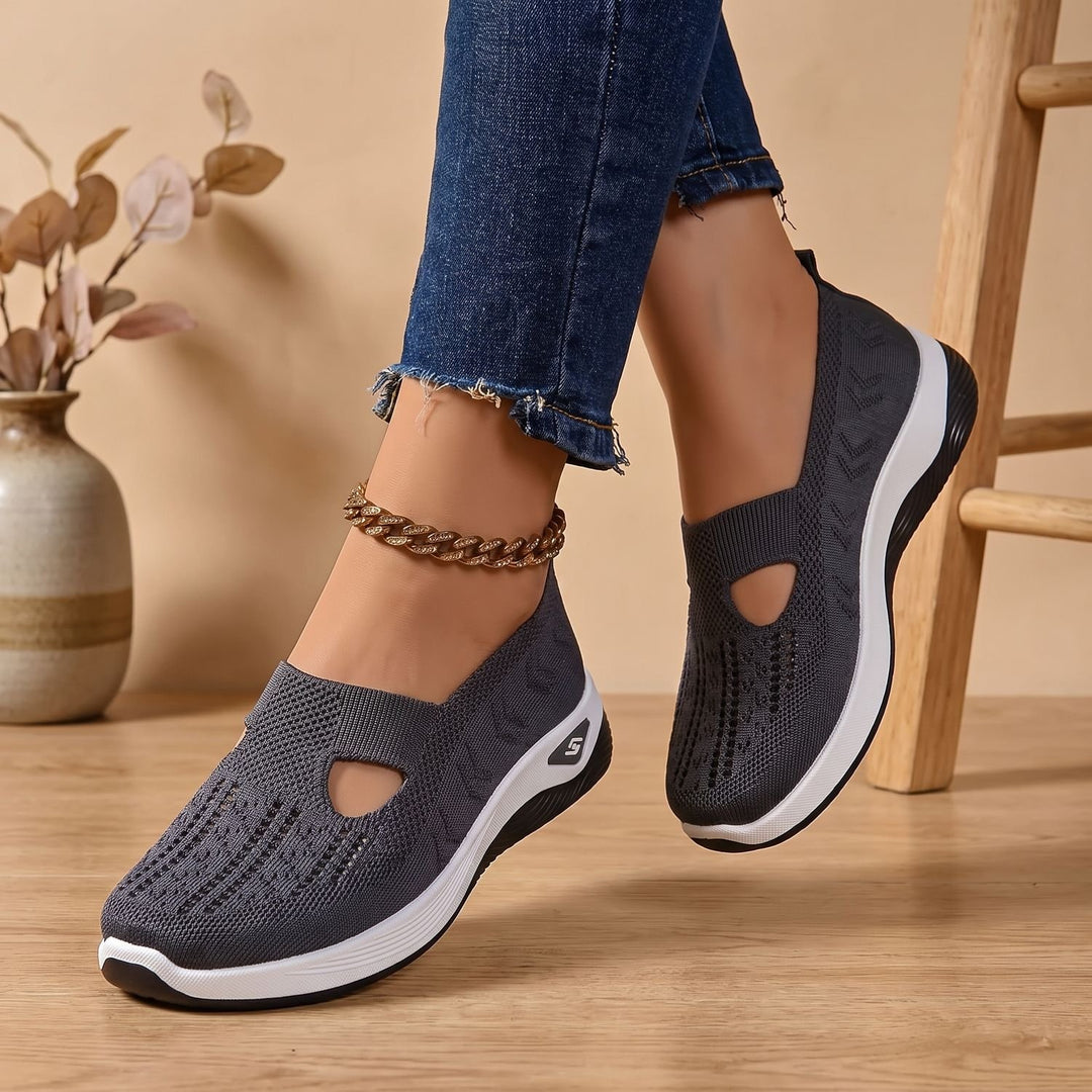 Damen Orthopädische Slip-on Sneaker mit Rutschfester Mesh-Sohle - Dunkelgrau