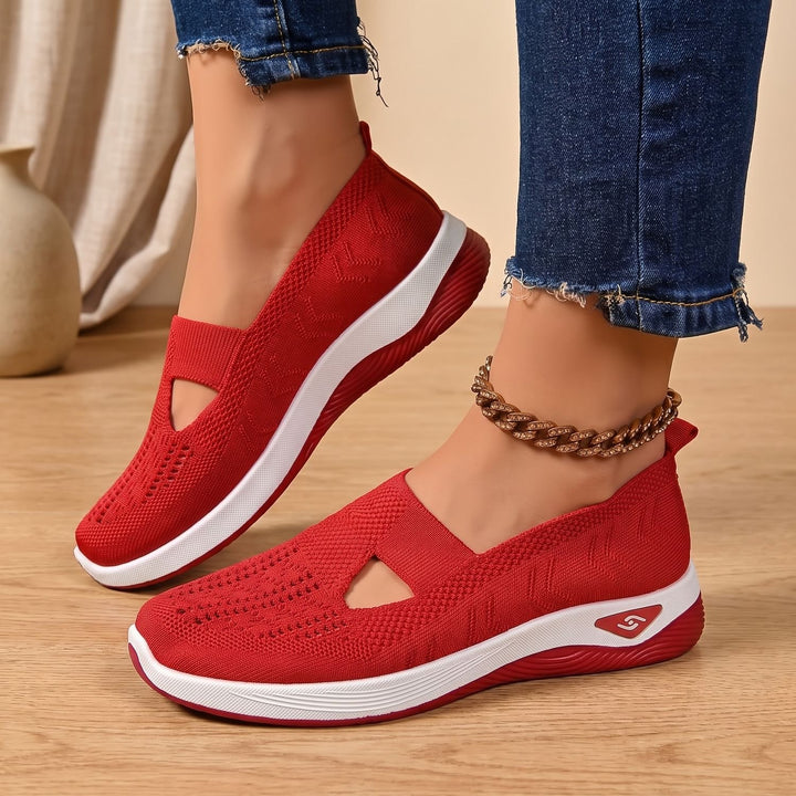 Damen Orthopädische Slip-on Sneaker mit Rutschfester Mesh-Sohle - Rot