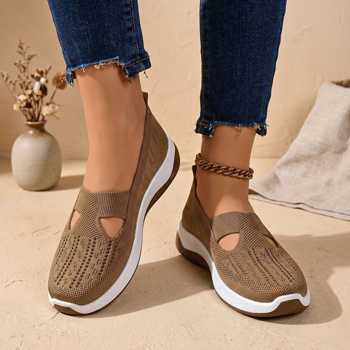 Damen Orthopädische Slip-on Sneaker mit Rutschfester Mesh-Sohle - Braun