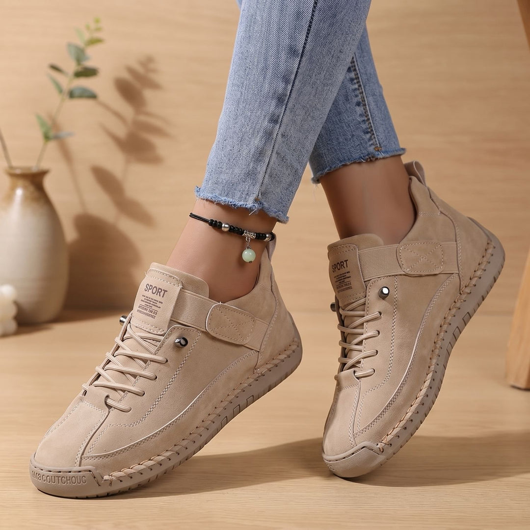 Damen Orthopädische Sneaker Leichte Schnürschuhe mit Weiter Zehenbox - Beige
