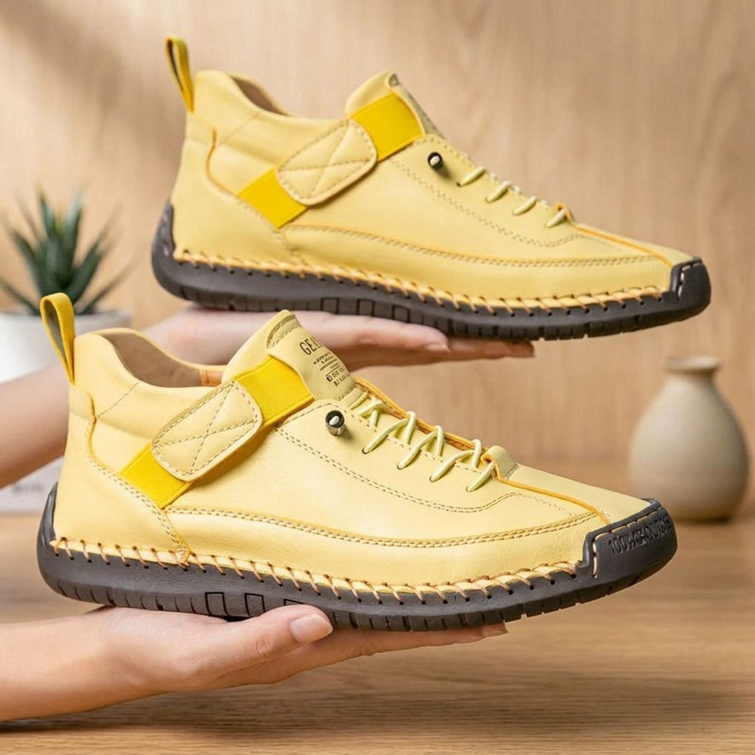 Damen Orthopädische Sneaker Leichte Schnürschuhe mit Weiter Zehenbox - Gelb