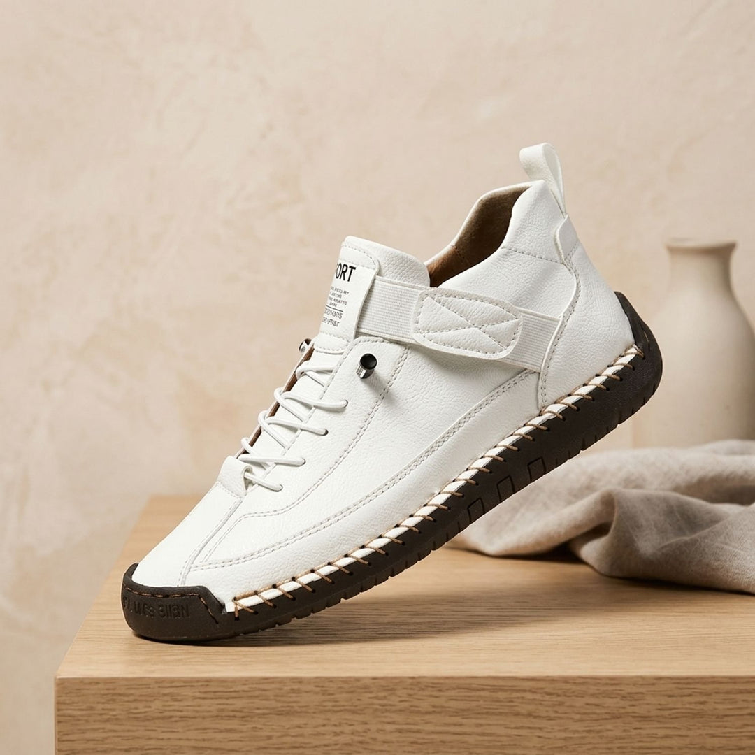 Damen Orthopädische Sneaker Leichte Schnürschuhe mit Weiter Zehenbox - Weiß (Schwarze Sohle)