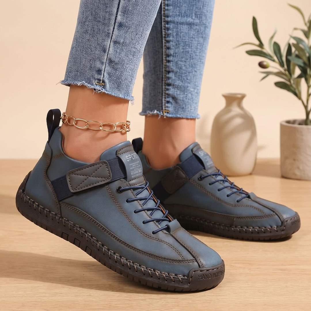 Damen Orthopädische Sneaker Leichte Schnürschuhe mit Weiter Zehenbox - Dunkelblau