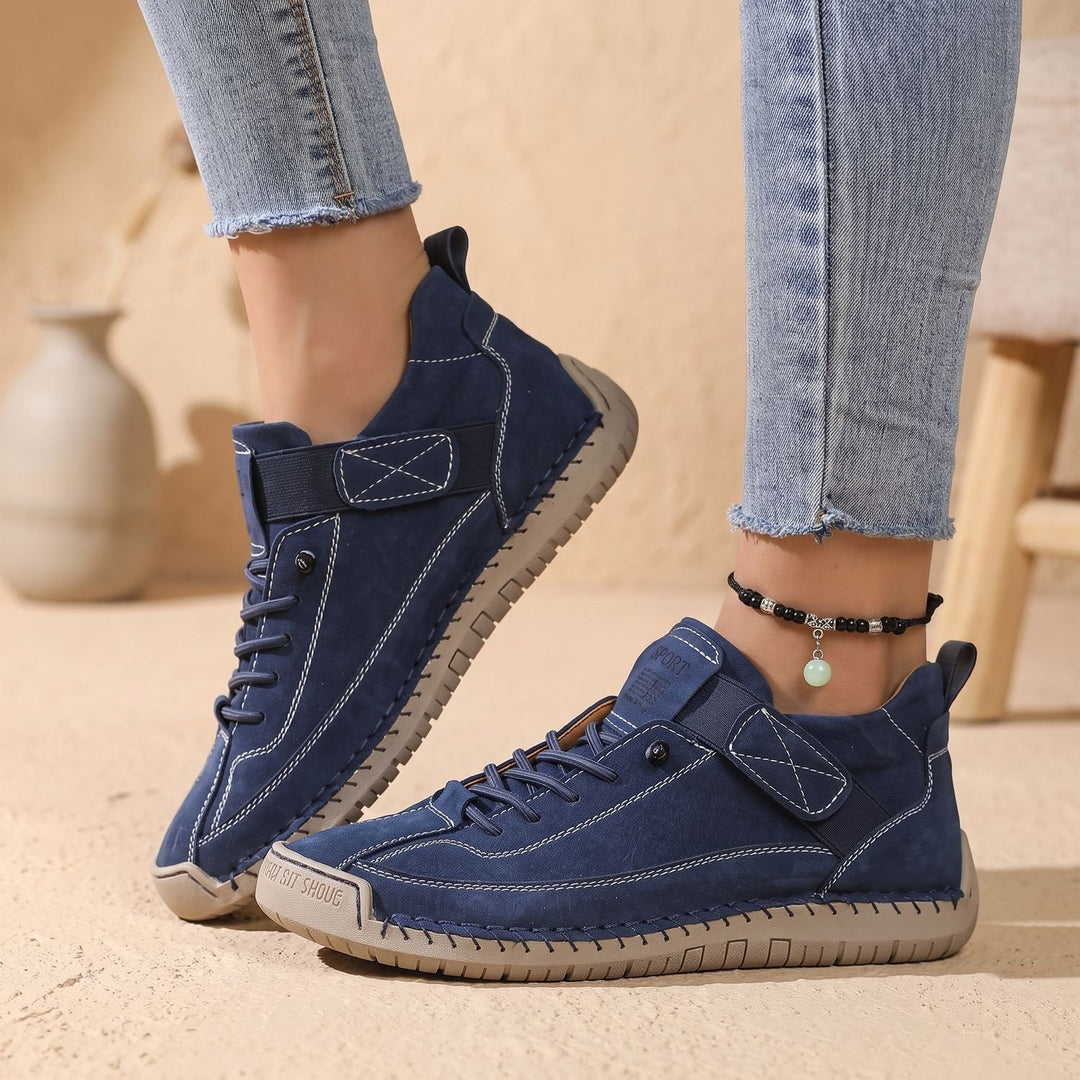 Damen Orthopädische Sneaker Leichte Schnürschuhe mit Weiter Zehenbox - Blau