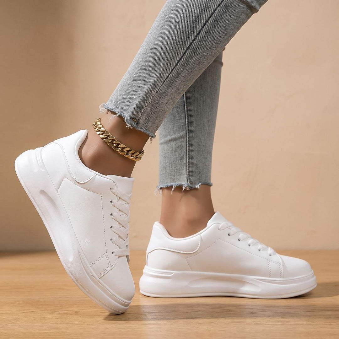 Damen Orthopädische Sneaker mit Fußgewölbestütze und Dämpfung - Weiß und Schwarz