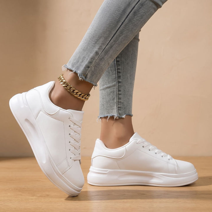 Damen Orthopädische Sneaker mit Fußgewölbestütze und Dämpfung - Weiß und Schwarz