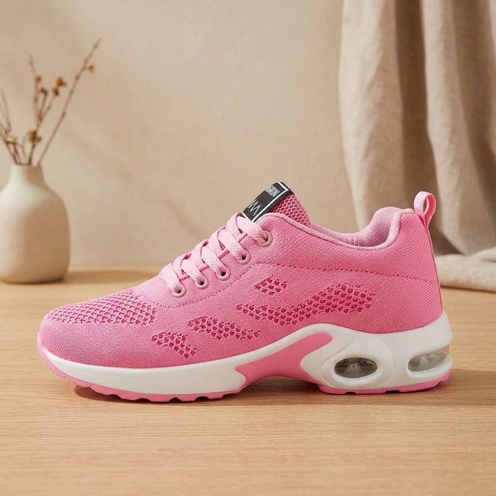 Damen Orthopädische Sneaker mit Luftkissen-Plateausohle und Schnürung - Rosa
