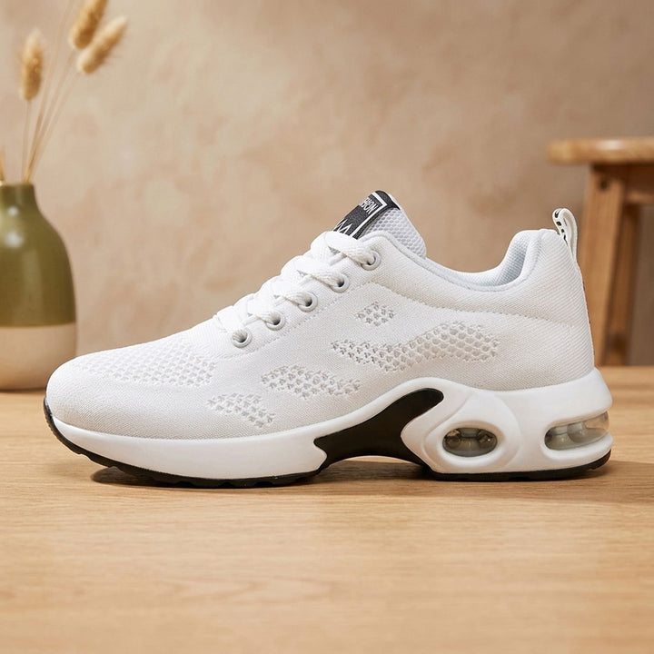 Damen Orthopädische Sneaker mit Luftkissen-Plateausohle und Schnürung - Weiß