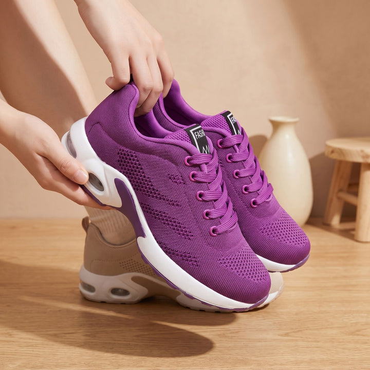 Damen Orthopädische Sneaker mit Luftkissen-Plateausohle und Schnürung - Lila