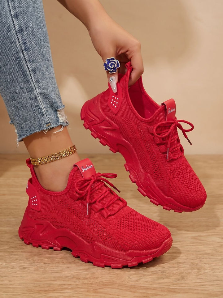 Damen Orthopädische Sneaker mit Schnürung und Dämpfung - Rot