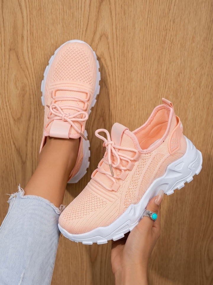 Damen Orthopädische Sneaker mit Schnürung und Dämpfung - Pfirsich