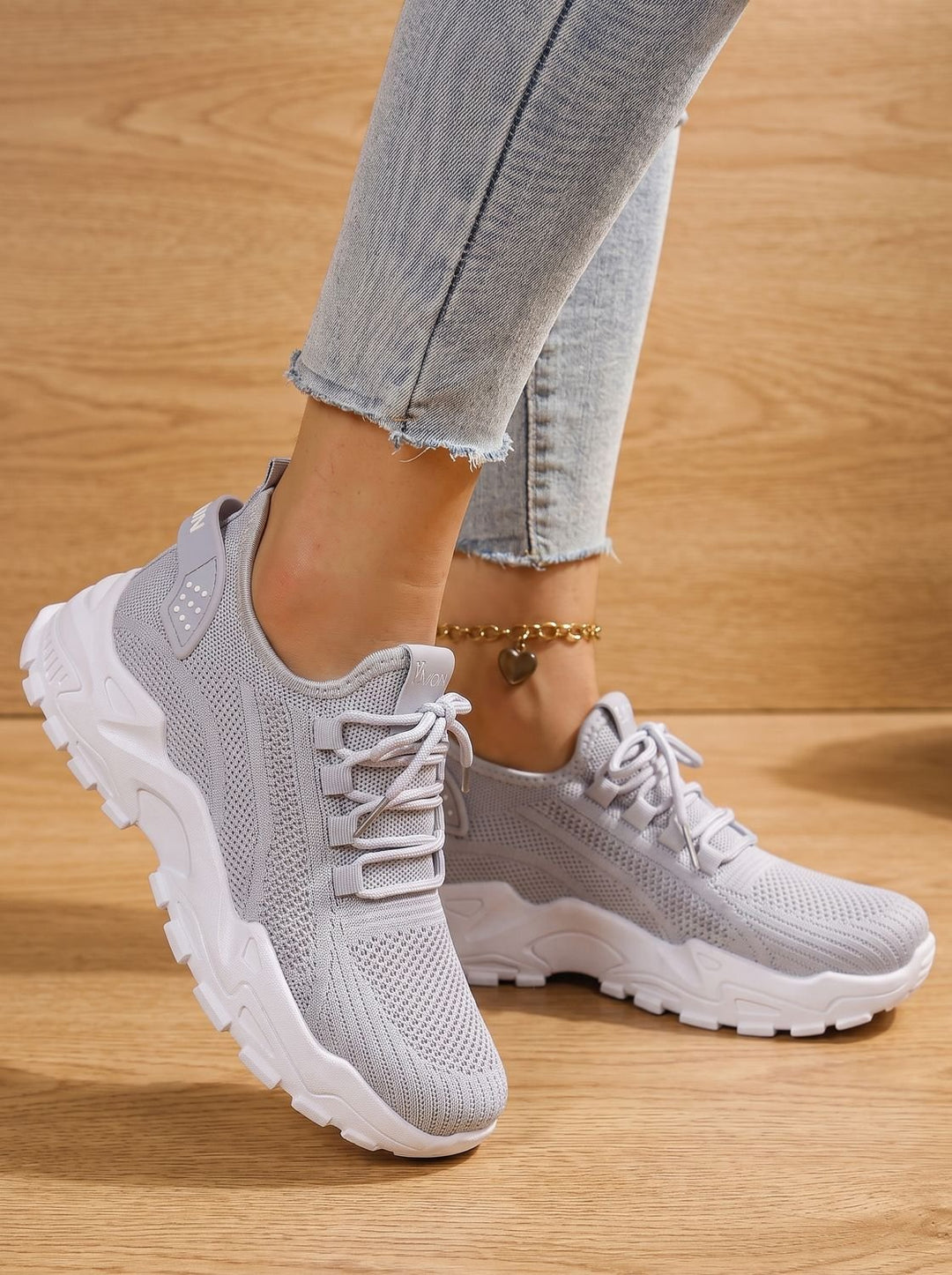 Damen Orthopädische Sneaker mit Schnürung und Dämpfung - Grau