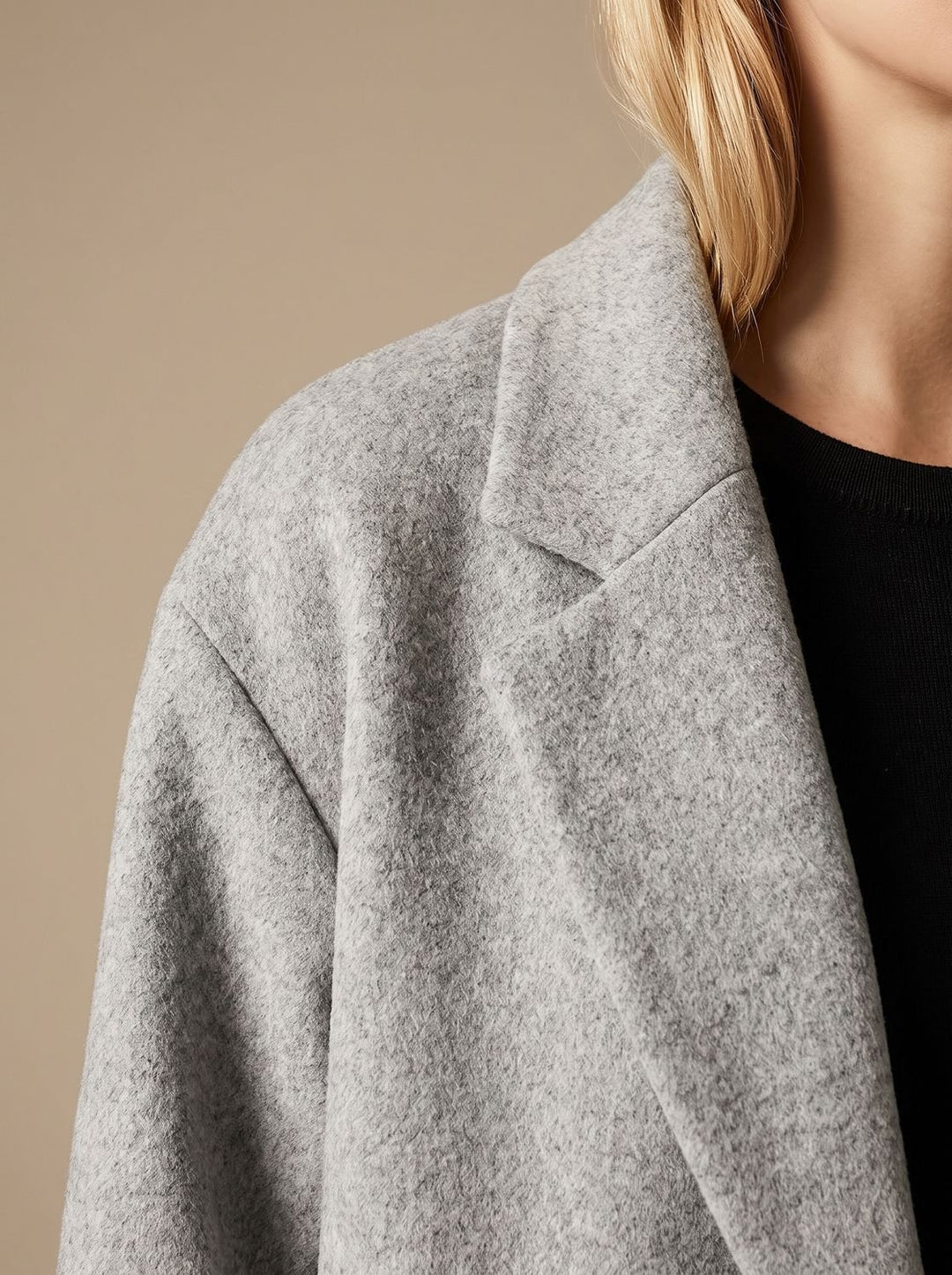 Damen Overcoat klassischer langer Wollmantel mit Revers