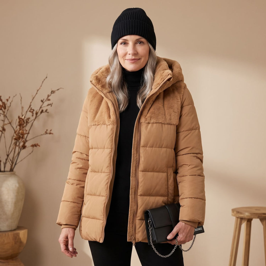 Damen Oversize Fellmantel Kuschelig Warm mit Kapuze