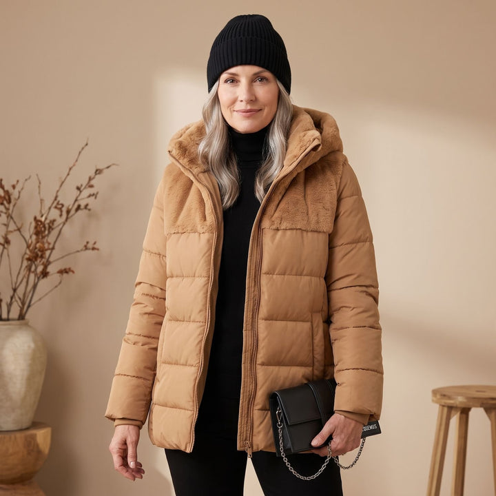 Damen Oversize Fellmantel Kuschelig Warm mit Kapuze