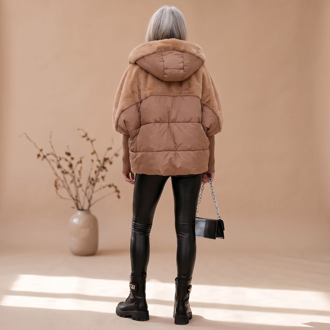 Damen Oversize Fellmantel Kuschelig Warm mit Kapuze
