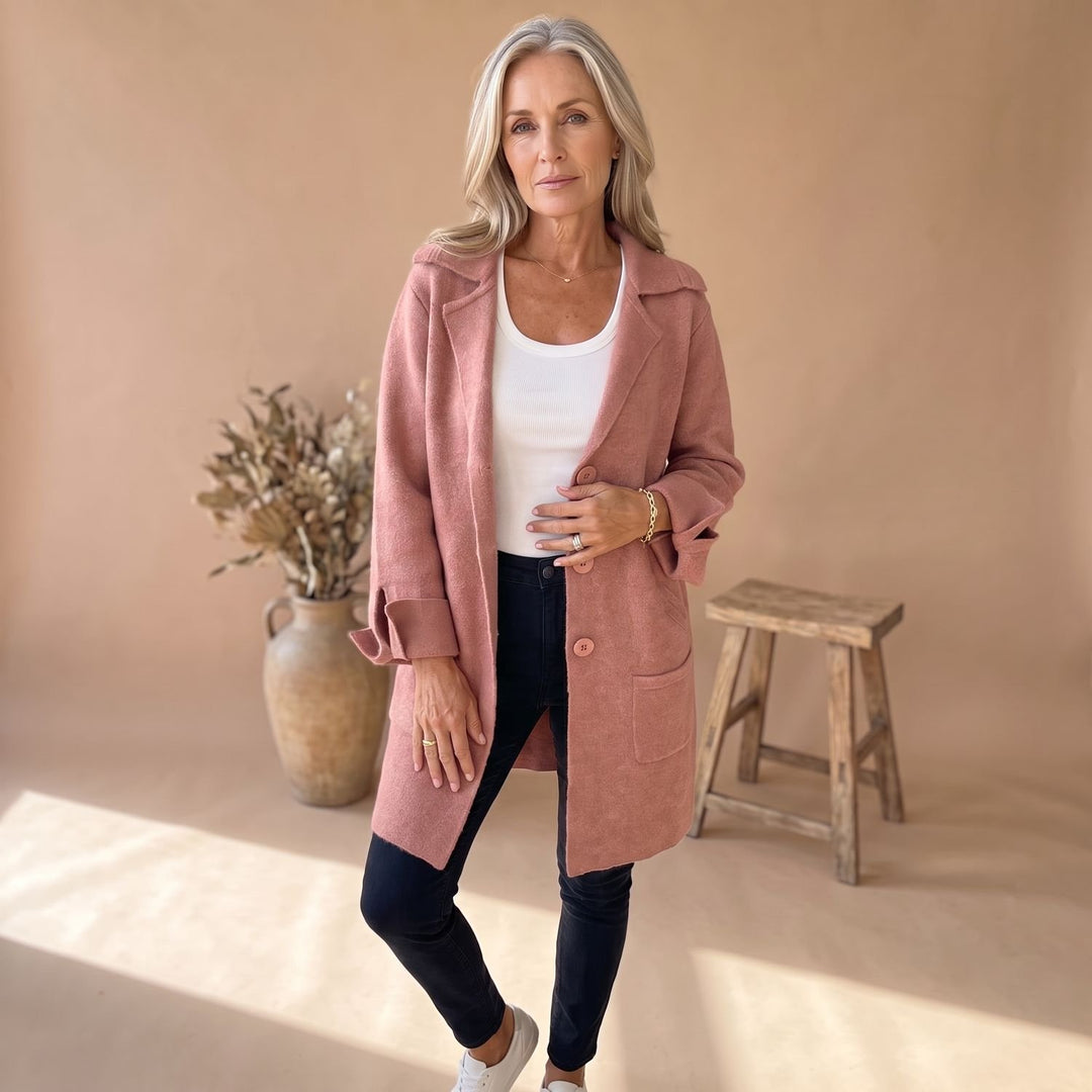 Damen Oversize Strickjacke mit Knöpfen Langarm Cardigan