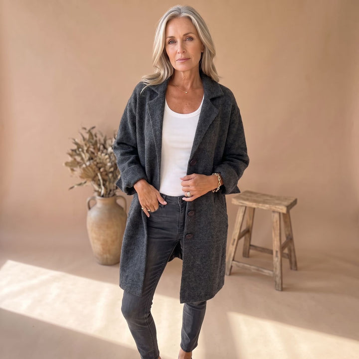 Damen Oversize Strickjacke mit Knöpfen Langarm Cardigan