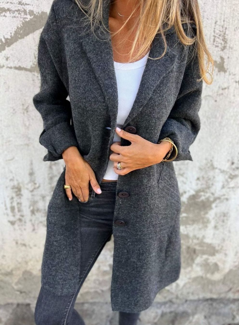 Damen Oversize Strickjacke mit Knöpfen langer Cardigan