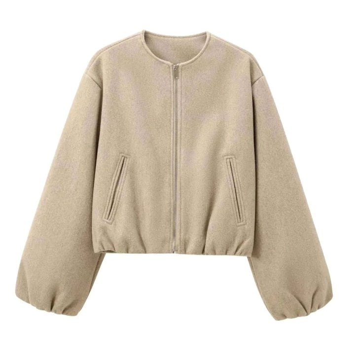 Damen Oversized Bomberjacke mit Ballonärmeln und Reißverschluss