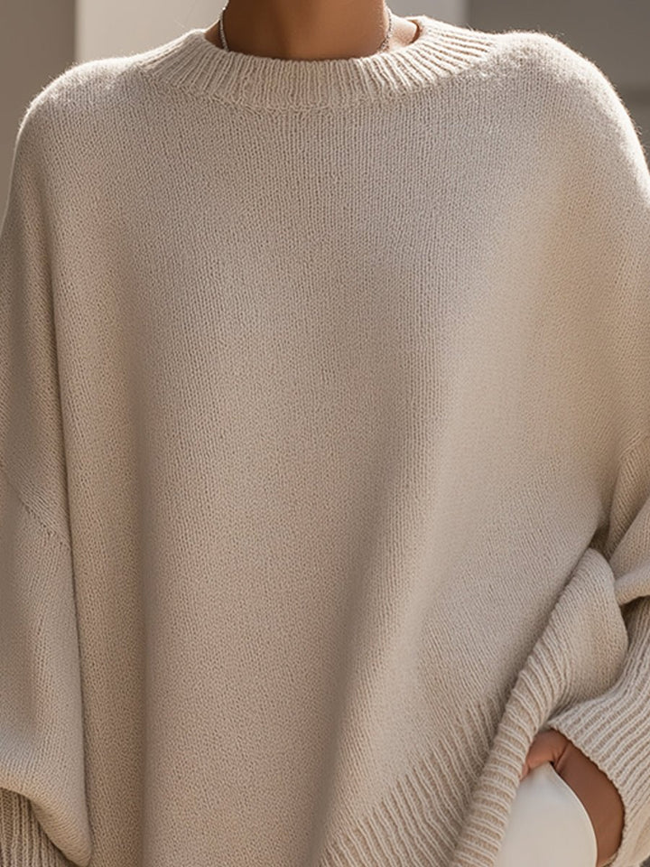 Damen Oversized Fledermausarm Strick Sweater
