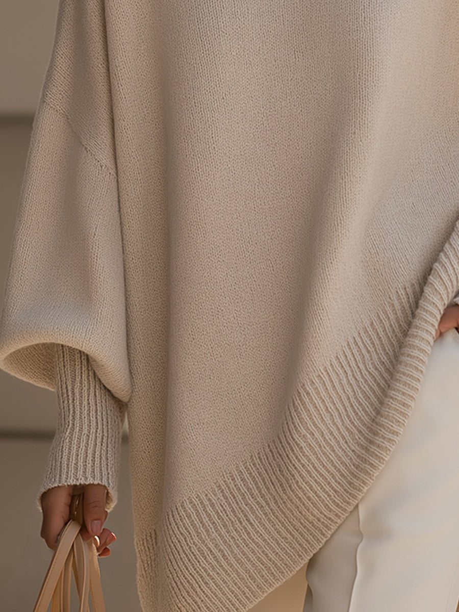 Damen Oversized Fledermausarm Strick Sweater