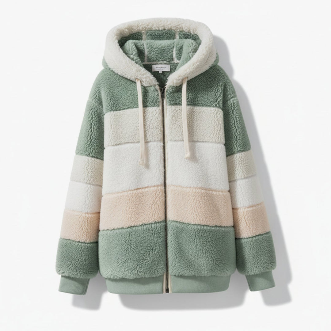 Damen Oversized Fleece-Weste mit Kapuze und Kordelzug - Hellgrün