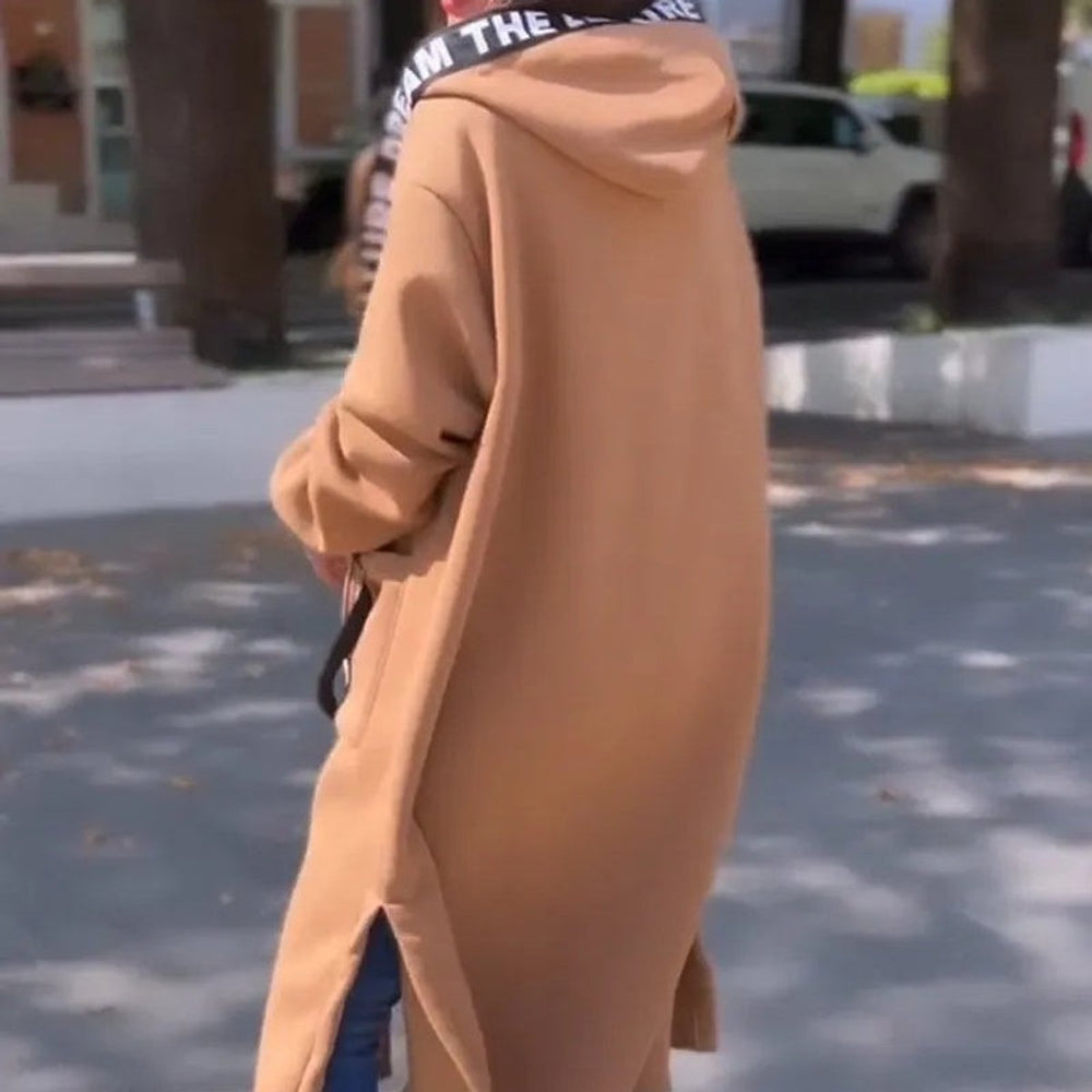 Damen Oversized Hoodie Women Coat Langer Kapuzenmantel