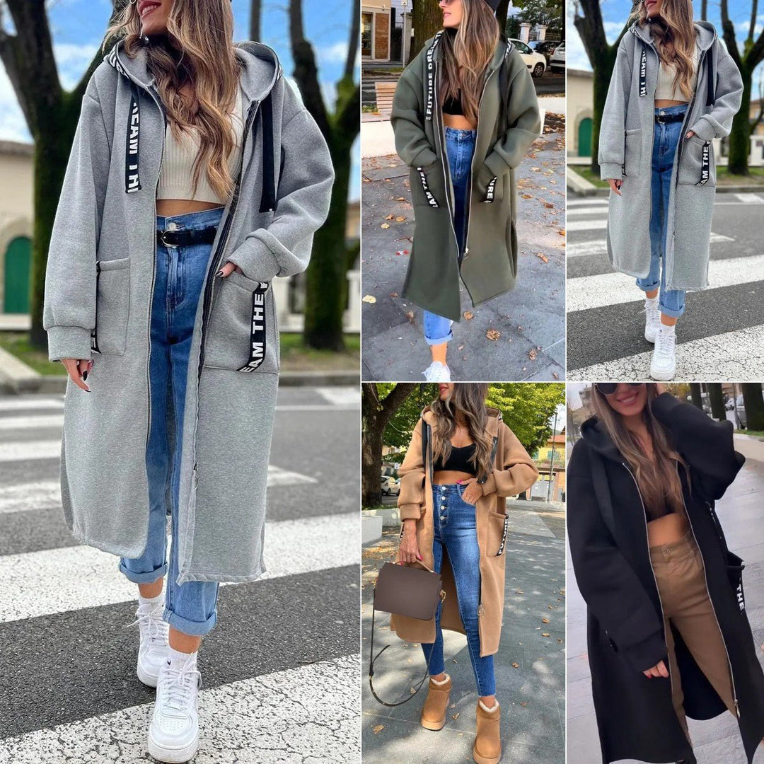 Damen Oversized Hoodie Women Coat Langer Kapuzenmantel
