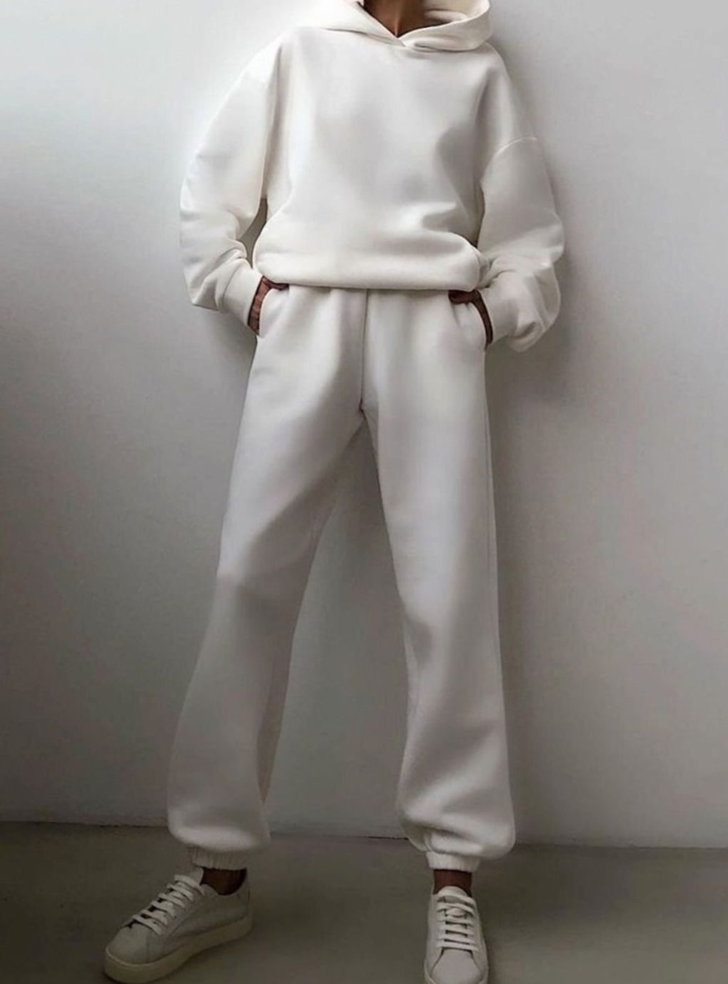 Damen Oversized Kapuzen-Strickpullover mit Jogginghose im Set