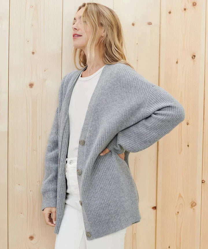 Damen Oversized Kaschmir V-Ausschnitt Cardigan