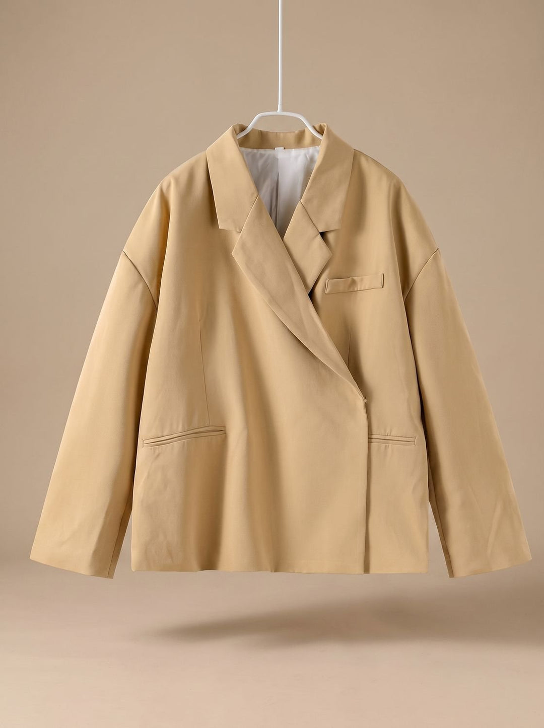 Damen Oversized Longblazer mit Reverskragen und Knopfdetails