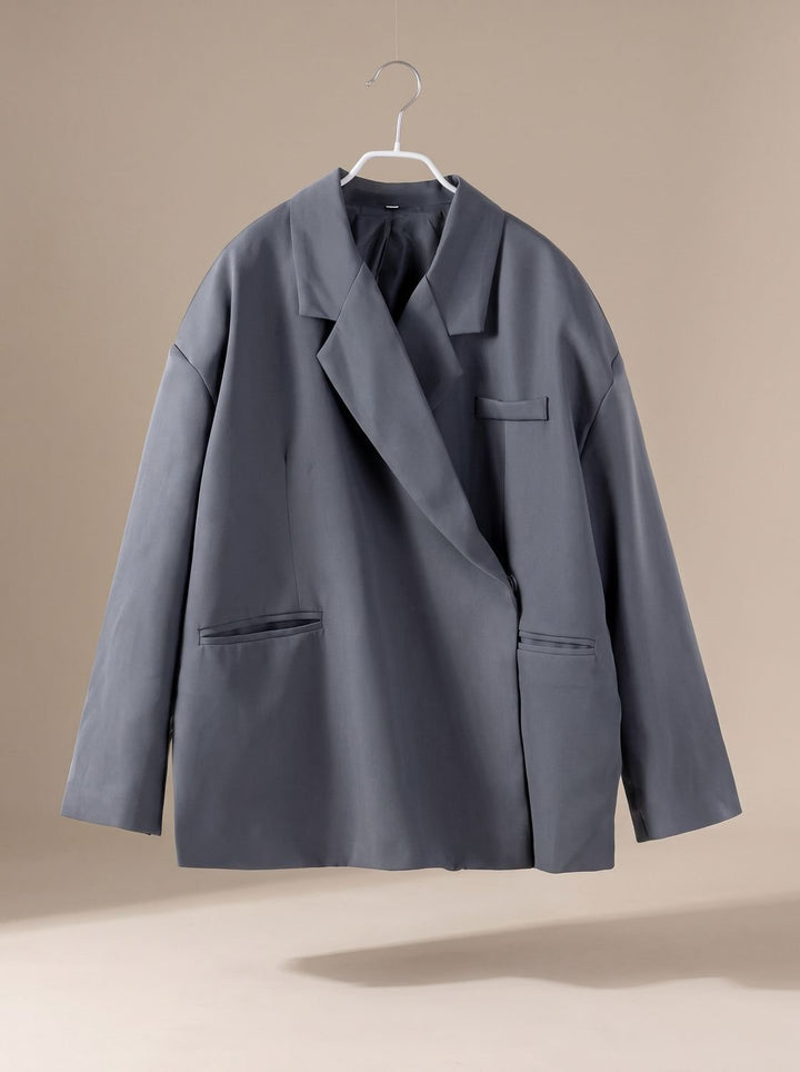 Damen Oversized Longblazer mit Reverskragen und Knopfdetails