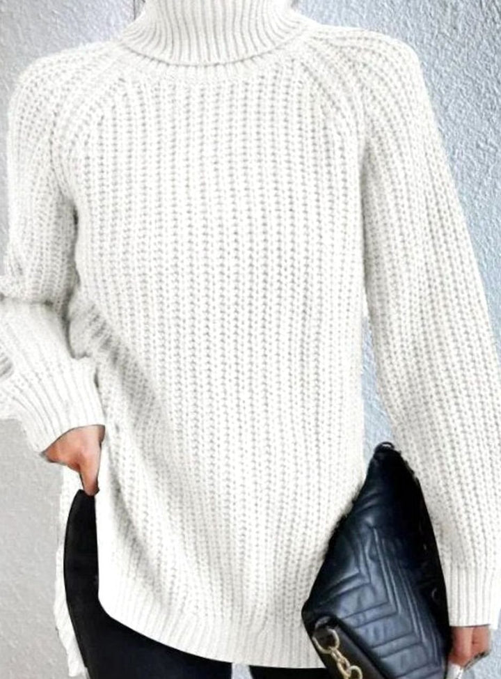 Damen Oversized Rollkragen Strickpullover mit lockerem Schnitt - Weiß