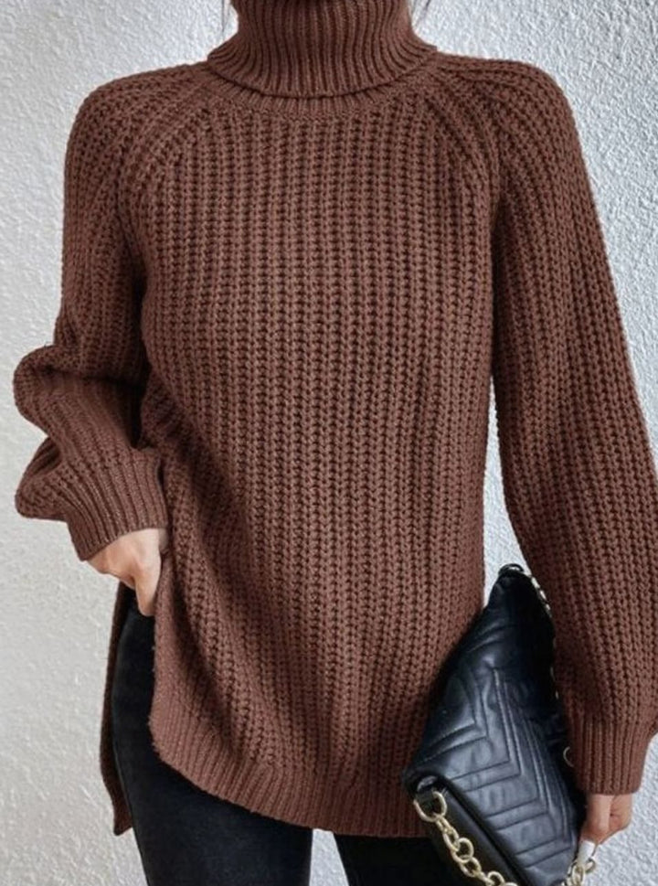 Damen Oversized Rollkragen Strickpullover mit lockerem Schnitt - Bernstein