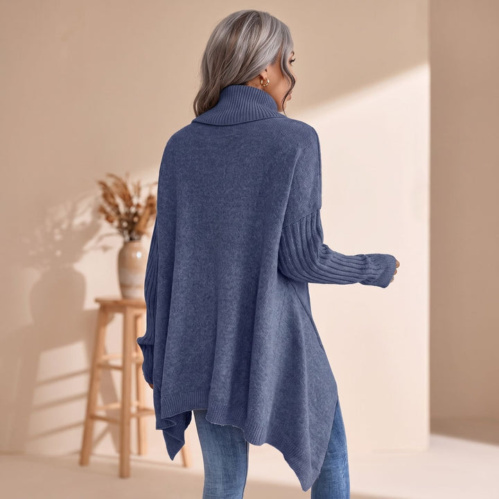 Damen Oversized Rollkragenpullover Kaschmirstrick Langarm