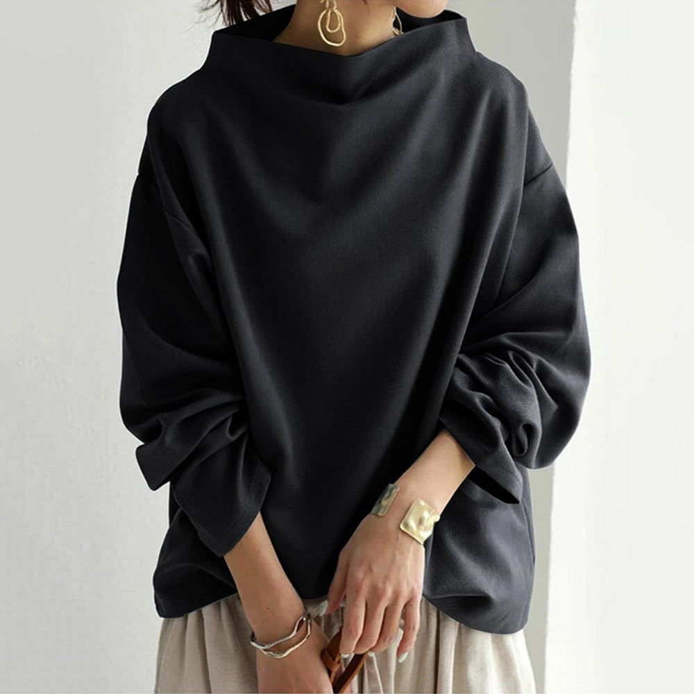Damen Oversized Strickpullover mit Hochkragen und weitem Schnitt